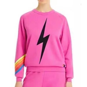 Aviator Nation Pink Lighting Bolt Crewneck